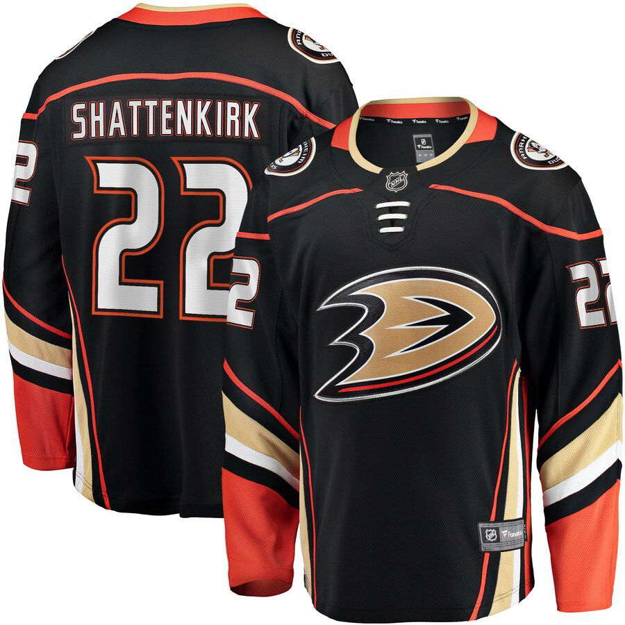 Men Anaheim Ducks #22 Kevin Shattenkirk Fanatics Branded Black Home Breakaway NHL Jersey